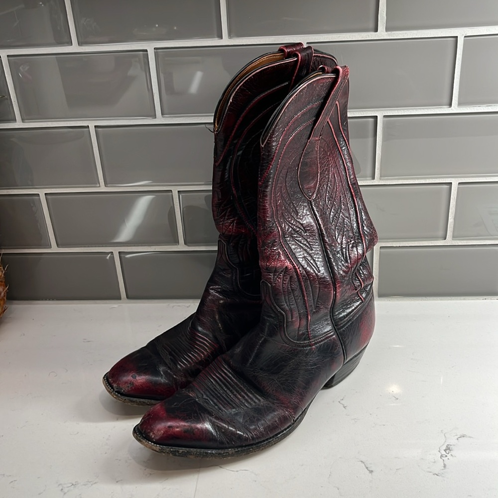 Lucchese Black Cherry Cowboy Boots - Picture 3 of 12